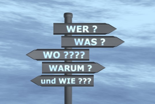 Signs with questions who, as, which, why, why
